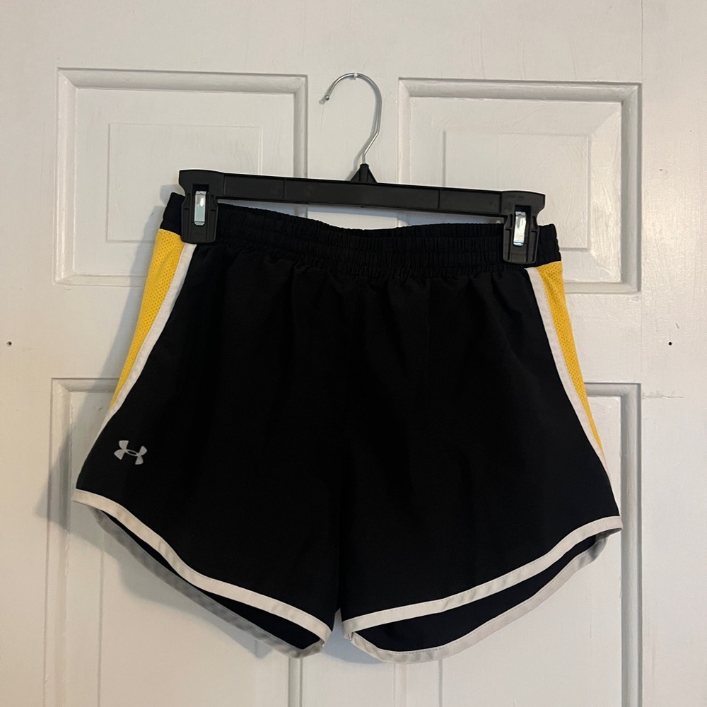 Under Armour Black and Yellow Athletic Shorts
